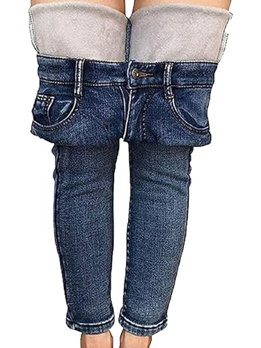 Yoisdtxc Damen Einfarbig Fleece Gefüttert Jeans Winter Erwachsene Hohe Gürtel Tasche Leggings Slim Fit Plus Fleece Warme Dicke Hosen, A-light blue, XL von Yoisdtxc