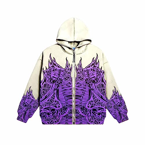 Y2K Herren Fashion Streetwear Hoodie Totenkopf Graphics Unisex Punker Kapuzenpullover für Damen, 2000s Frühling Casual Vintage Rock Hoodies (Color : E, Size : L) von Yokbeer