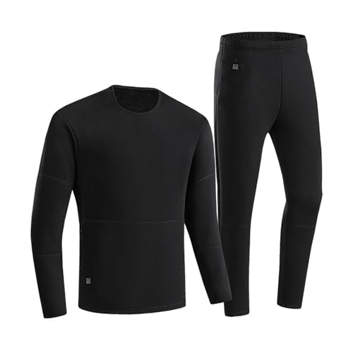 Yokbeer Beheiztes Unterwäsche Set, 22 Heizzonen, 3 Temperaturregelung, Elektrische USB Heizung, Thermo Unterwäsche, Beheizbare Thermo Unterteile (Color : Men's Black, Size : L) von Yokbeer