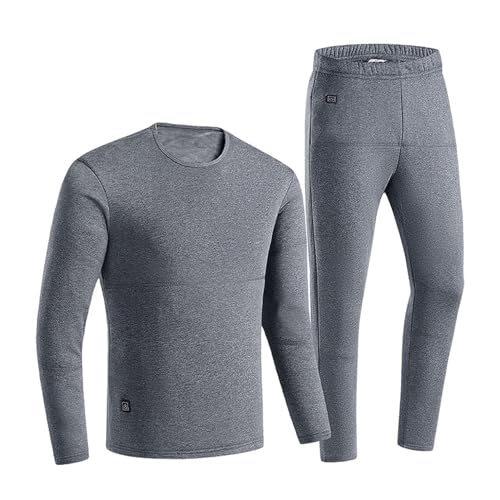 Yokbeer Beheiztes Unterwäsche Set, 22 Heizzonen, 3 Temperaturregelung, Elektrische USB Heizung, Thermo Unterwäsche, Beheizbare Thermo Unterteile (Color : Men's Gray, Size : M) von Yokbeer