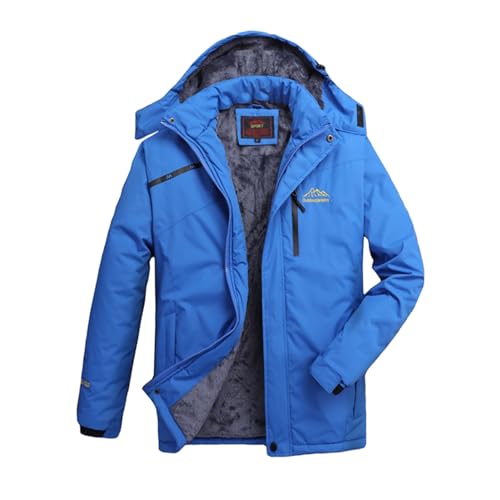 Yokbeer Herren Regenjacke Damen Wasserdicht Atmungsaktiv Regenmantel Warme Plüschfutter Winterjacke Mode Übergangsjacke Windbreaker Mit Kapuze Outdoor Bergsteigen Jacke (Color : Men-Blue, Size : 8X- von Yokbeer