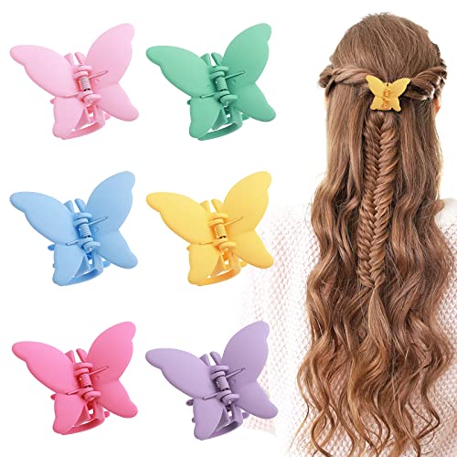 6 Stück Haarspange Schmetterling Mittelgroße Schmetterlingskrallen Haarklammer Schmetterling Haar Haarklammern Krallen für Frauen und Mädchen Dickes Haar Haarspangen von Yolev
