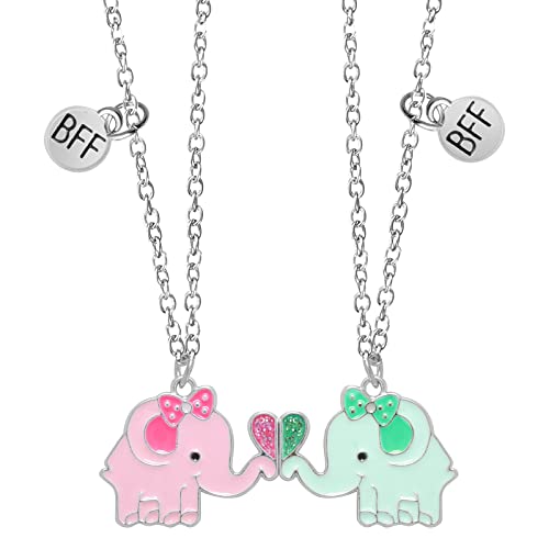 Yolev Beste Freundschaftskette für 2 Mädchen Elefant Bff Kette Schmuck Langstrecke Geburtstag Weihnachten Brautjungfer Geschenke Mädchen Halskette Schwestern Freundschaftsketten für 2 von Yolev