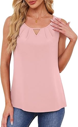 Yommay Tank Top Damen Sommer Rundhals Ärmellose Cami Blusen Chiffon Elegante Lässig Lose Oberteile Weste für Damen,Rosa,XL Yommay Tank Top Damen Sommer Rundhals Ärmellose Cami Blusen Chiffon Elegante Lässig Lose Oberteile Weste für Damen,Rosa,XL von Yommay