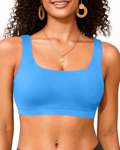 Sport-BH für Damen, Badeanzug, Bade-BH, Bikini-Oberteil, U-Ausschnitt, Badebekleidung 2025, Blau, Medium Sport-BH für Damen, Badeanzug, Bade-BH, Bikini-Oberteil, U-Ausschnitt, Badebekleidung 2025, Blau, Medium von Yonique
