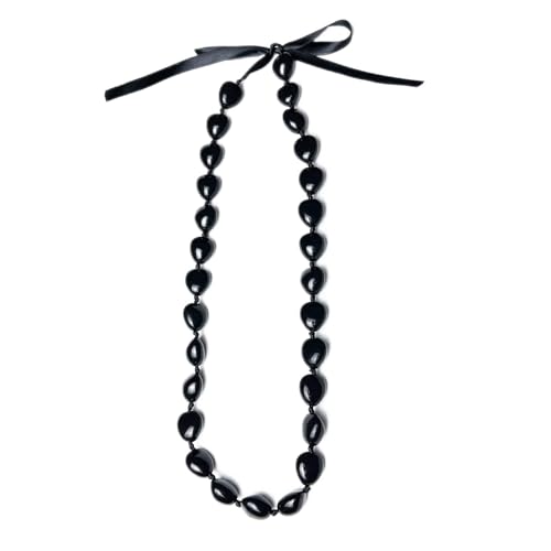 Yooghuge Halskette mit Kranz, schwarze Acryl-Perlen, Halskette mit Schleife, Klasse 2023, Geschenk zum Schulabschluss, für Damen und Herren, Nuss-Lei Halskette, Acryl von Yooghuge