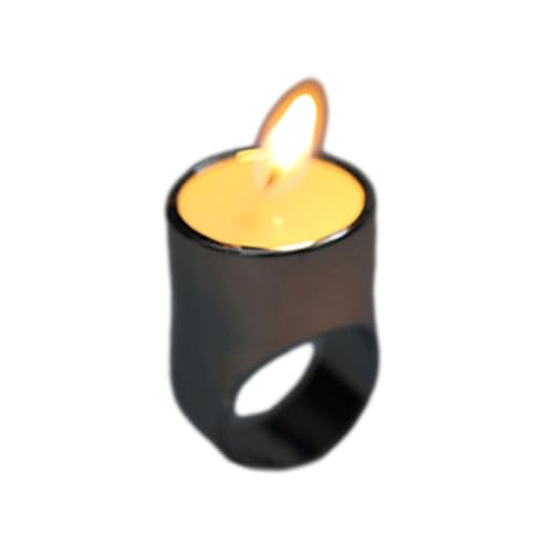 Yooghuge Kerzenhalter, verstellbare Fingerringe, einzigartige Kerzenform, bunt, spiegelnde Ringe, Accessoire für Damen, modischer Schmuck, Metall von Yooghuge