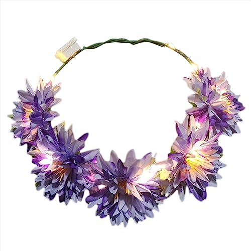 Yooghuge Kranz, zartes LED-Haarband, leuchtende Blume, dünnes Seitenhaarband, simuliertes Blumenform-Stirnband für Mädchen, Haarschmuck von Yooghuge