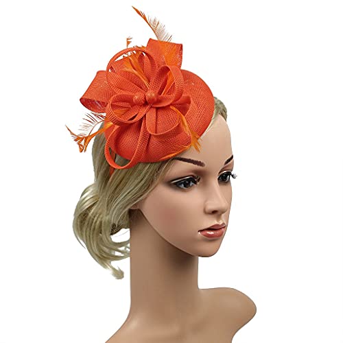 Fascinator Anlasshut Damen Fascinator Hut Blume Mesh Federn Clip Kopfschmuck Haarschmuck für Party Kirche Hochzeit Cocktail Jockey Club Fascinator Mit Stirnbandclip Für Hochzeitsdekorationen von Yookstar