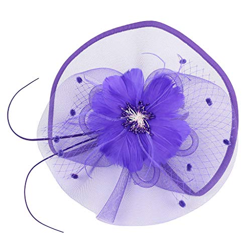 Vintage Fascinators Hut Damen Fascinator Hair Clip Hut Bankett Hut Stirnband Feder Blume Schleier Bowler Braut Hut für Cocktail Hochzeit Hochzeit Cocktail Tea Party für Frauen und Mädchen von Yookstar