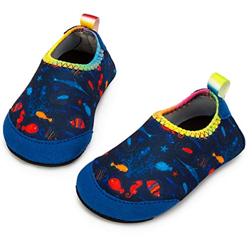 Yorgou Baby Strandschuhe Schwimmschuhe Badeschuhe Wasserschuhe Schnelltrocknende Aquaschuhe rutschfest Barfuss Schuh für Kinder Beach Pool, Ozean/Blau-1, 15/16 EU von Yorgou