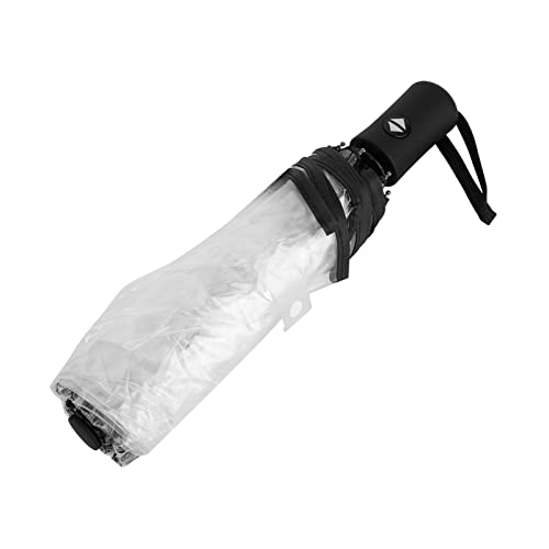 Tragbare Transparente Regenschirme, Modisches Ein-Knopf-automatisches Öffnen und Schließen, Zusammenklappbar mit Wasserdichtem, Mattiertem Griff für Hochzeitsreisen, Verabredungen (Schwarz) von Yosoo Health Gear