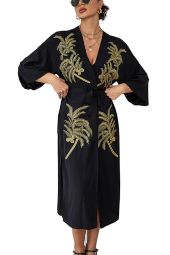 YouKD Besticktes geblümtes Kimonokleid Boho Strickjacke Bademäntel Strand Cover-ups Bikini Bademäntel für Damen YouKD Besticktes geblümtes Kimonokleid Boho Strickjacke Bademäntel Strand Cover-ups Bikini Bademäntel für Damen von YouKD