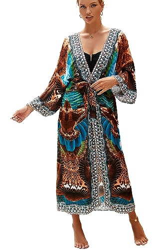 YouKD Damen Sommer Boho Cardigan Plus Size Kleid Strand Coverup Bademantel Lange Kimono One Size Bademäntel YouKD Damen Sommer Boho Cardigan Plus Size Kleid Strand Coverup Bademantel Lange Kimono One Size Bademäntel von YouKD