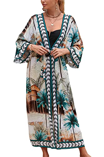 YouKD Damen Sommer Boho Cardigan Plus Size Kleid Strand Coverup Robe Lange Kimono One Size Bademäntel YouKD Damen Sommer Boho Cardigan Plus Size Kleid Strand Coverup Robe Lange Kimono One Size Bademäntel von YouKD