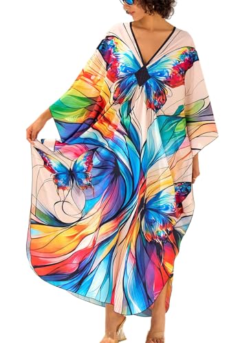 YouKD Sommerliches Kaftan-Kleid, Bohemian-Stil, Strand-Bikini, Übergröße, Bademantel für Damen, G Farbe 2, One size YouKD Sommerliches Kaftan-Kleid, Bohemian-Stil, Strand-Bikini, Übergröße, Bademantel für Damen, G Farbe 2, One size von YouKD