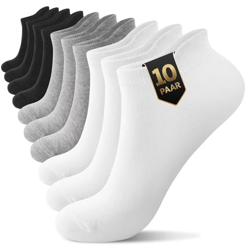YouShow 10 Paar Sneaker Socken Baumwolle Herren Damen, Classic Solid Kurze Socken Schwarz Weiß Grau, Unisex Halbsocken 39-42 YouShow 10 Paar Sneaker Socken Baumwolle Herren Damen, Classic Solid Kurze Socken Schwarz Weiß Grau, Unisex Halbsocken 39-42 von YouShow