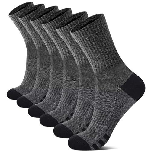 YouShow 6 Paar Tennissocken 35-38 Damen Socken Crew Gepolstert Wandersocken Sportsocken Weich Atmungsaktiv Dunkelgraue Baumwollsocken YouShow 6 Paar Tennissocken 35-38 Damen Socken Crew Gepolstert Wandersocken Sportsocken Weich Atmungsaktiv Dunkelgraue Baumwollsocken von YouShow