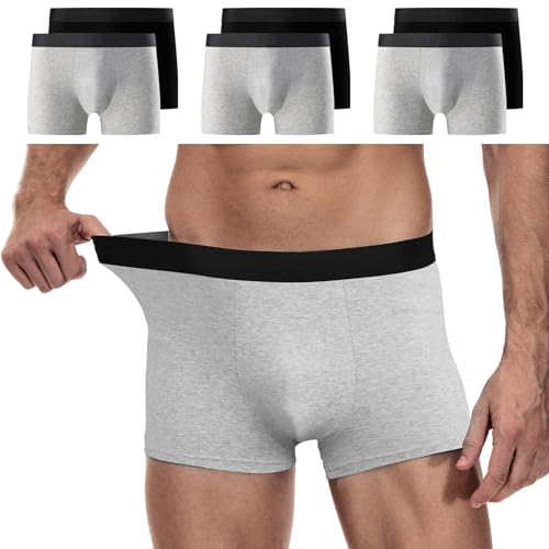 YouShow Herren Boxershorts 6er Pack Ohne Kratzenden Zettel Baumwolle Unterhosen Männer Retroshorts Unterwäsche Boxer Schwarz Grau XL von YouShow