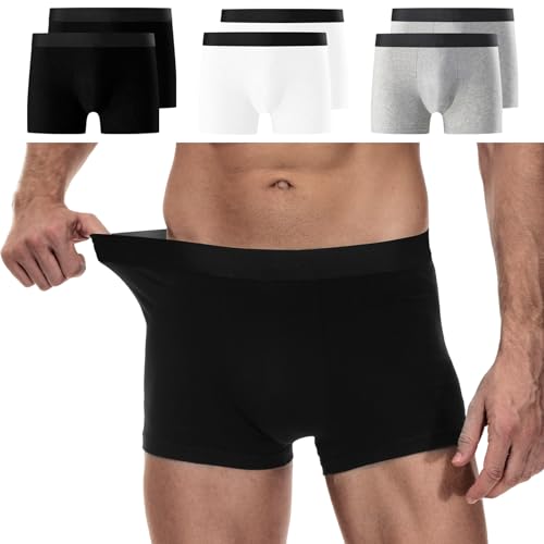 YouShow Herren Boxershorts Baumwolle 6 Pack Retroshorts Unterwäsche Boxer Ohne Kratzenden Zettel Unterhosen Männer Schwarz Weiß Grau 3XL von YouShow