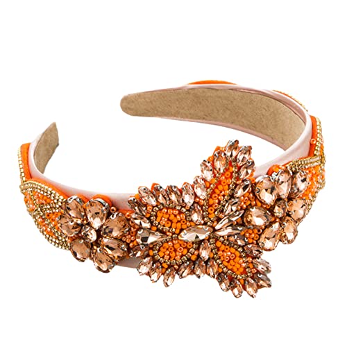 Barock bunte Kristall-Stirnbänder für Damen, Strass, Haarband, Kopfreifen, Mädchen, Haar-Accessoires, Orange von Youllyuu