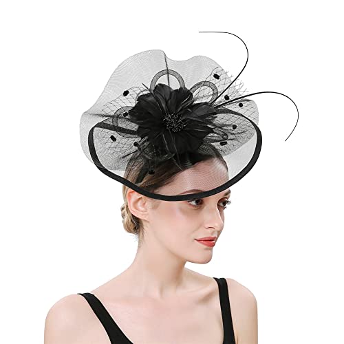 Fascinator für Damen, Mädchen, Netzstoff, Feder, Stirnband, Cocktail, Hochzeit, Kentucky Hut, Teeparty, Kopfbedeckung von Youllyuu