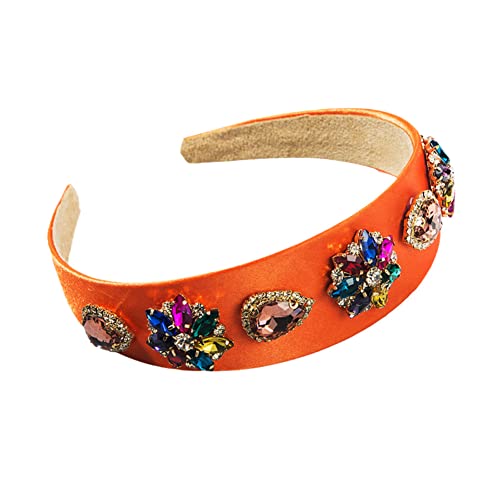 Glitzernde gepolsterte Strass-Haarbänder für Mädchen, Satin, FG176-Orange von Youllyuu