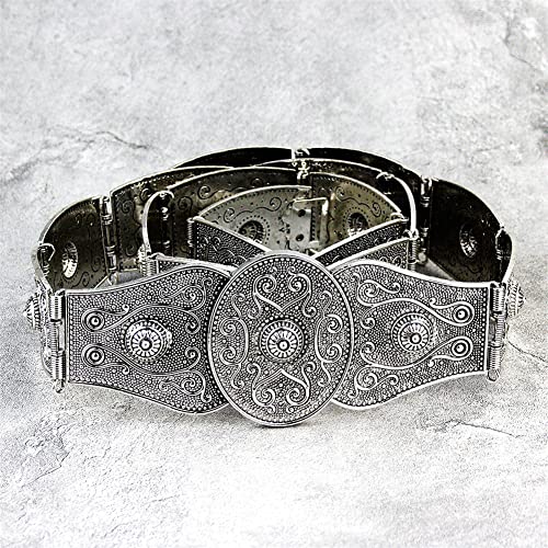 Verstellbarer antiker Metall-Reliefgürtel für Damen, traditioneller Hochzeitsschmuck, Nieten, Taillenkette von Youllyuu