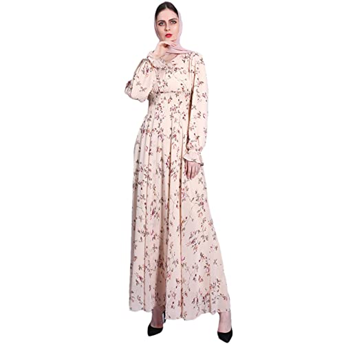 Youllyuu Eid Mubarak Ramadan Abaya Dubai Türkei Islam Muslim Floral Langes Kleid Abayas Kleider für Damen, siehe abbildung, 48 von Youllyuu