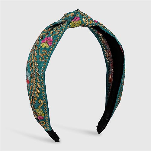 Youllyuu Ethnische Blume Blatt Stickerei Kopfbedeckung Für Frauen Mädchen Kreuz Knoten Haarband Breite Seite Lünette Haar Hoop Top Knoten Stirnband GN von Youllyuu