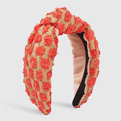 Youllyuu Farbige Breite Stroh Top Knoten Stirnband Mitte Kreuz Geknotet Haar Hoop Tiara Haarschmuck Für Frauen Mädchen Orange von Youllyuu