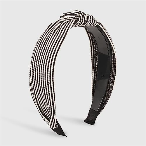 Youllyuu Gestreifte Geknotete Stirnbänder Für Frauen Mädchen Breite Turban Haarband Mode Kreuz Knoten Haar Hoop Haar Zubehör Schwarz von Youllyuu