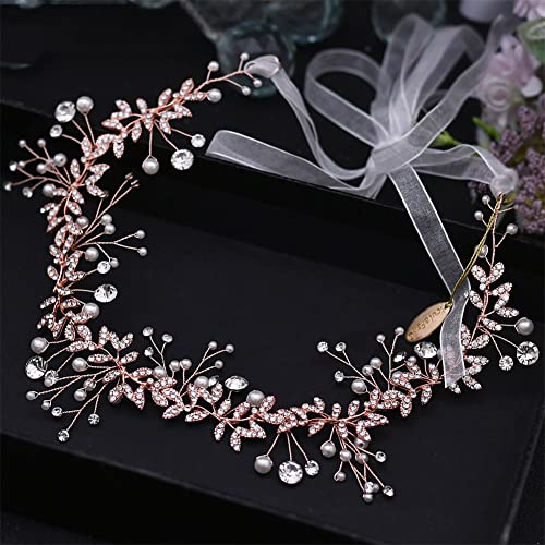 Youllyuu Legierung Blume Braut Stirnband Kristall Hochzeit Haar Ranke Tiara Handmade Haarband Braut Kopfschmuck von Youllyuu