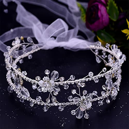 Youllyuu Legierung Blume Braut Stirnband Kristall Hochzeit Haar Ranke Tiara Handmade Haarband Braut Kopfschmuck von Youllyuu