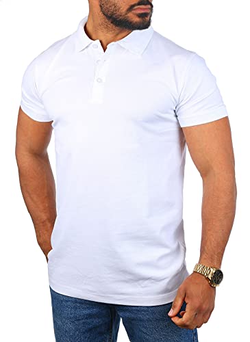 Young & Rich Herren Uni Polo Shirt mit Knopfleiste Regular fit einfarbig Basic 1002 Größe S bis 9XL!, Grösse:M, Farbe:Weiß von Young&Rich