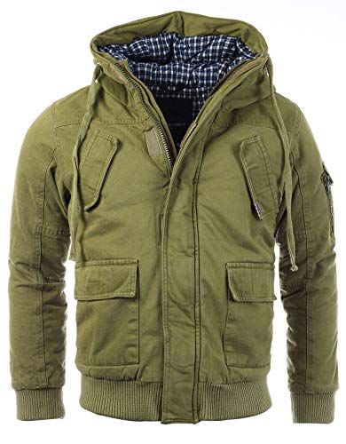 Young & Rich warme gefütterte Herren Winter Jacke Parka Mantel Winterjacke 4003, Grösse:XL, Farbe:Khaki von Young&Rich