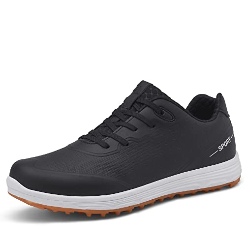 Herren Golfschuhe Outdoor Atmungsaktive wasserdichte rutschfeste verschleißfeste Gummisohle Golfschuhe Mesh Obermaterial Schwarz EU 43 von Youngtie