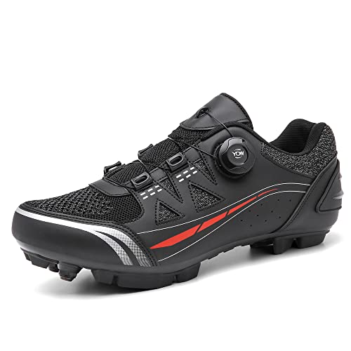 Mountainbike-Schuhe für Herren, MTB-Fahrradschuhe, Outdoor-Sportschuhe, kompatibel mit SPD-Fahrradschuhen, Schwarz , 45 EU von Youngtie