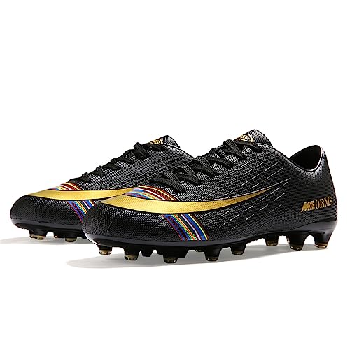 Youngtie Jungen Fußballschuhe wasserdichte Outdoor Rasen Trainingsschuhe Pro Fußball Sneaker Mädchen Fußball AG Spikes Stiefel Schwarz EU 43 von Youngtie