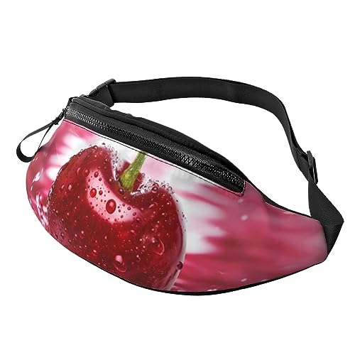 Red Cherries Bauchtasche für Damen und Herren, modische Hüfttasche, Crossbody-Bauchtaschen für Wandern, Laufen, Reisen, Hüfttasche, Schwarz , Einheitsgröße, Reise-Kleidersack von YoupO