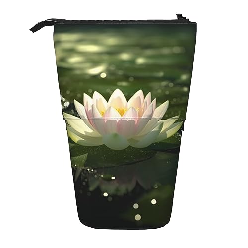 YoupO Lotus Pond Pencil Holder Teleskop Stifteetui Schreibwaren Stifthalter für Frauen Männer Studenten Erwachsene Schule Büro, Lotus auf Wasser, Einheitsgröße, Münzbeutel von YoupO