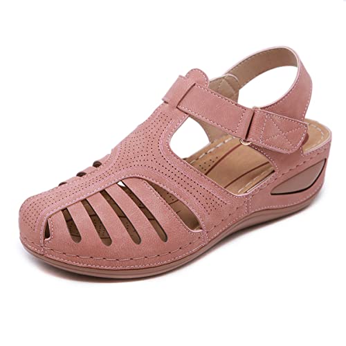 Youpin Source Damen Große Größe Bequeme Geschlossene Zehe Sandalen Plattform Schuhe,Rosa,36 von Youpin Source