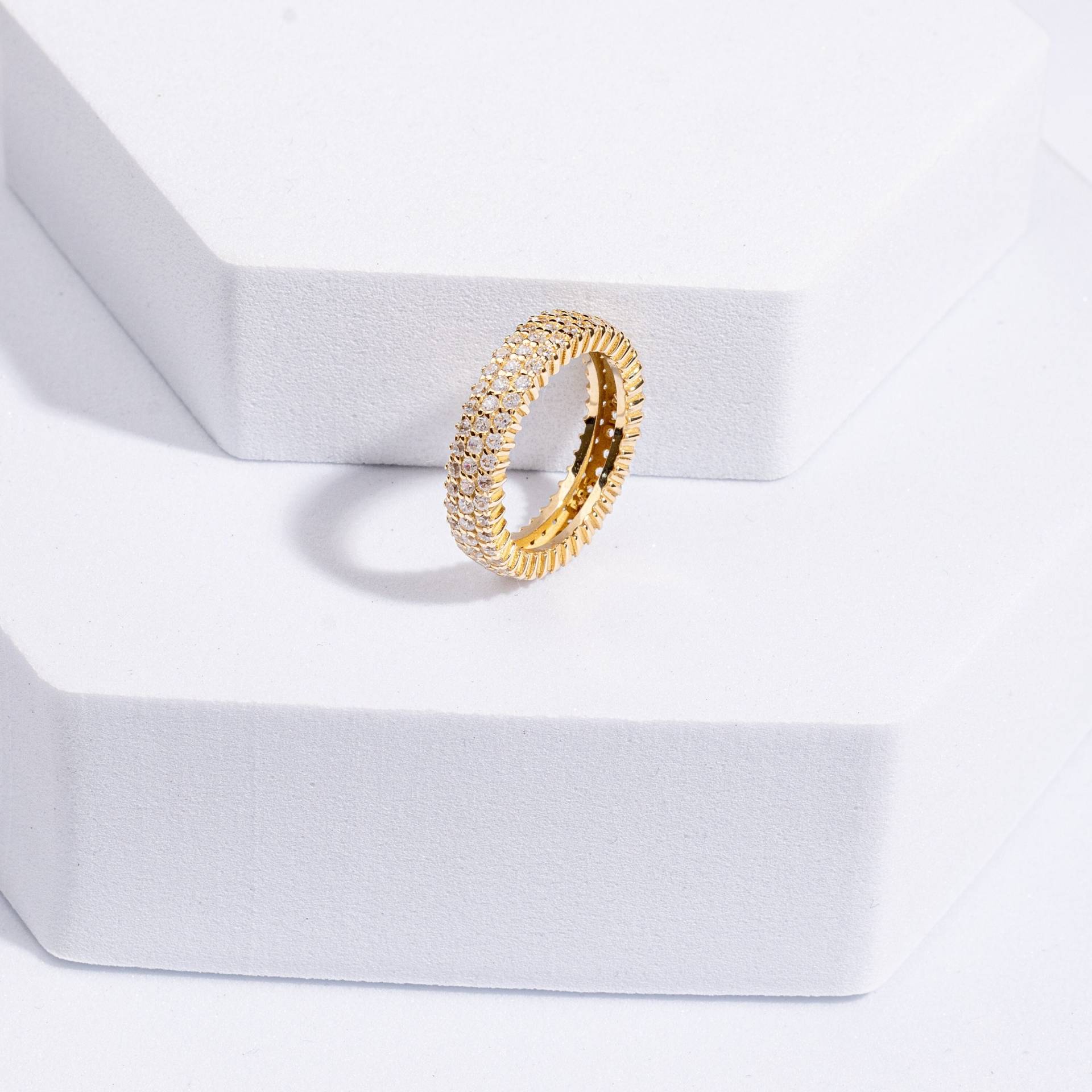 14K Solid Gold Eternity Band | Voll Ring Cz Unikat Verlobungsring Edelstein Trauringe, Hochzeitsband Ringe Für Frauen von ArvaJewels