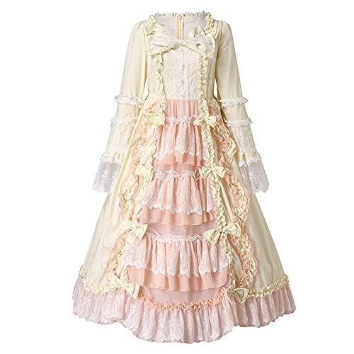 Lolita Kleider für Damen Spitze Ausgestellte Ärmel Viktorianisches Kleid Rokoko Ballkleid Süßes Korsettkleid Rüschenkleid Vintage Renaissance Mittelalter Kleid Swing Maxikleid Halloween Kostüm Cosplay von Yourumao