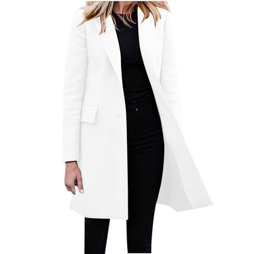 Yourumao Blazer Damen Elegant Longblazer Sportlich Kostüme Blaser Jacke Business Casual Büro Anzüge Lange Einfarbiger Mantel Langarm Streetwear Blazerjacke Oversize Sakko Festlich Open Front Cardigan von Yourumao