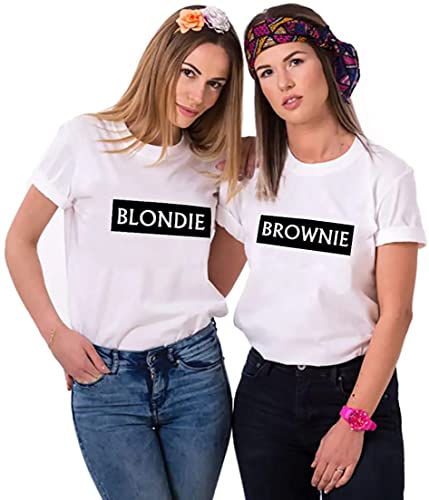 Best Friends T-Shirts Damen Blondie Brownie Shirt BFF - 1x Brownie Weiß S von Youth Designz