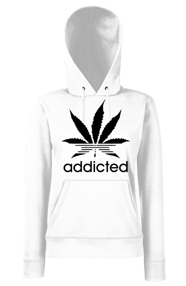 Youth Designz Kapuzenpullover Addicted Damen Hoodie Pullover mit lustigem Cannabis Frontprint von Youth Designz