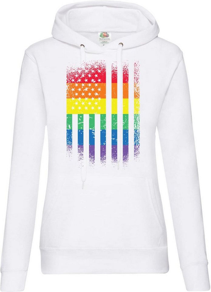 Youth Designz Kapuzenpullover Amerika Flagge Pride Damen Hoodie Pullover mit Trendigem Frontdruck von Youth Designz