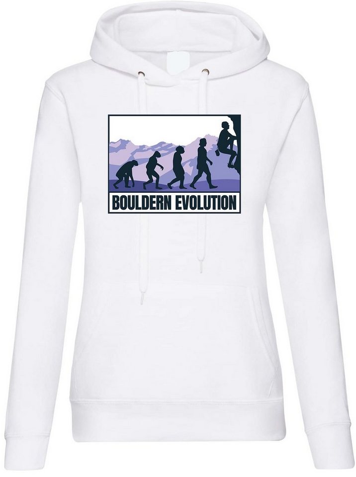 Youth Designz Kapuzenpullover Bouldern Evolution Damen Hoodie Pullover mit trendigem Frontprint von Youth Designz