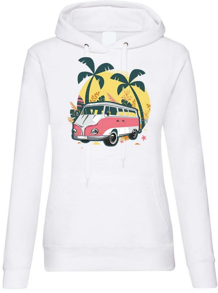 Youth Designz Kapuzenpullover Bully Bus Camping Urlaub Damen Hoodie Pullover mit trendigem Frontprint von Youth Designz